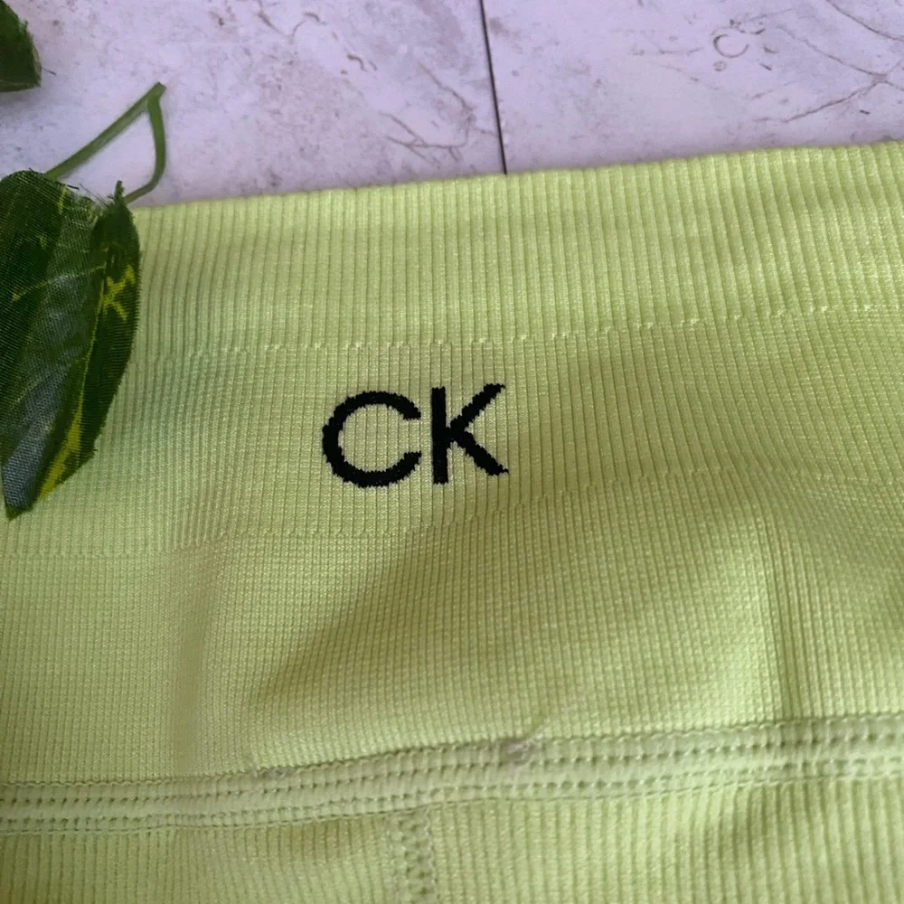 Calvin Klein performance High Waist Athletic Biker Shorts Brat Green Seamless